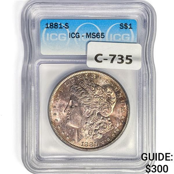 1881-S Morgan Silver Dollar ICG MS65