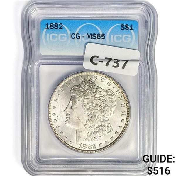 1882 Morgan Silver Dollar ICG MS65