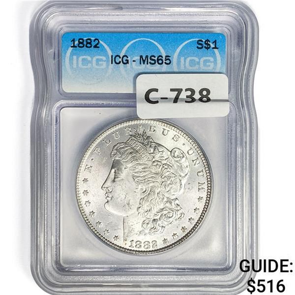 1882 Morgan Silver Dollar ICG MS65