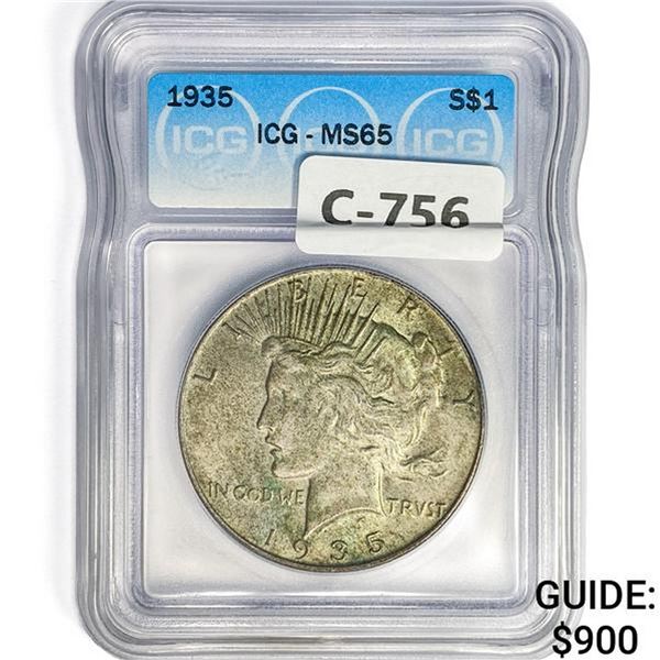 1935 Silver Peace Dollar ICG MS65