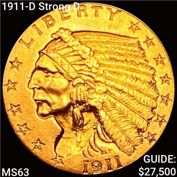1911-D Strong D $2.50 Gold Quarter Eagle UNCIRCULA