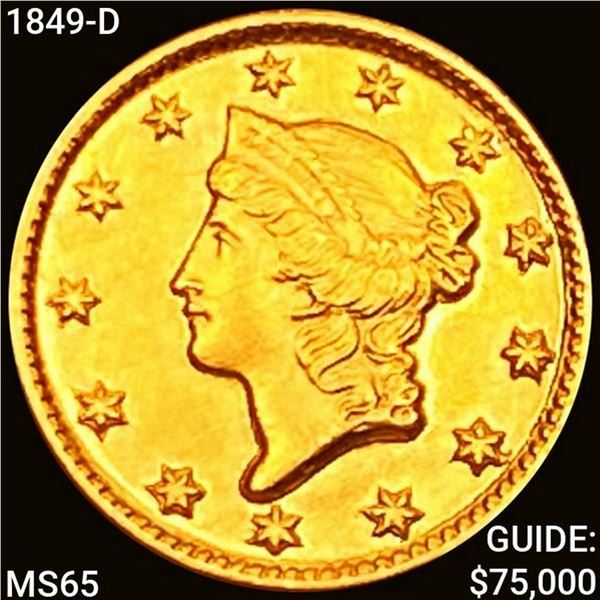 1849-D Rare Gold Dollar GEM BU