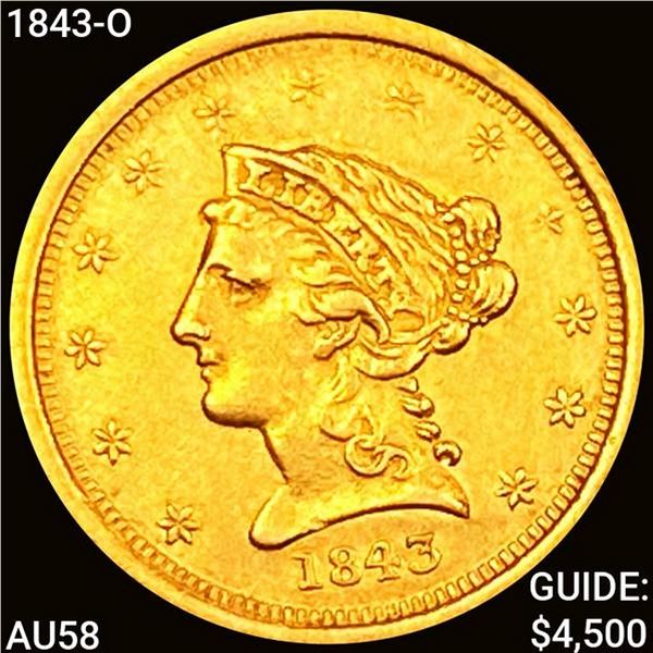 1843-O $2.50 Gold Quarter Eagle CHOICE AU