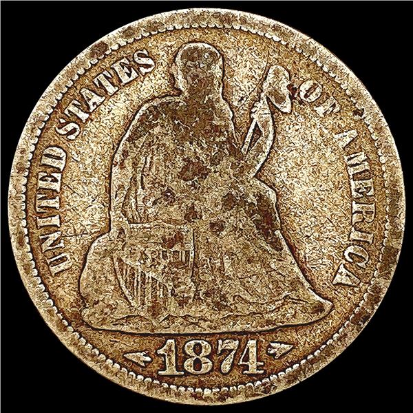 1874-S Arws Seated Liberty Dime NICELY CIRCULATED