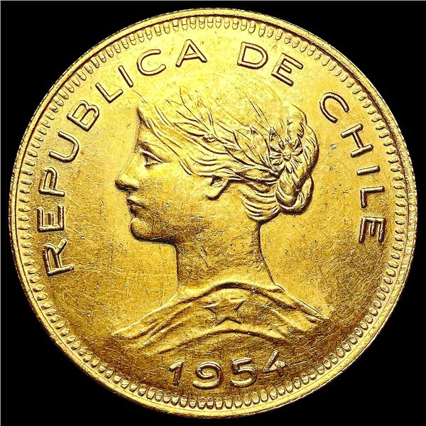 1954 Chilie .5885oz Gold 100 Pesos CHOICE AU