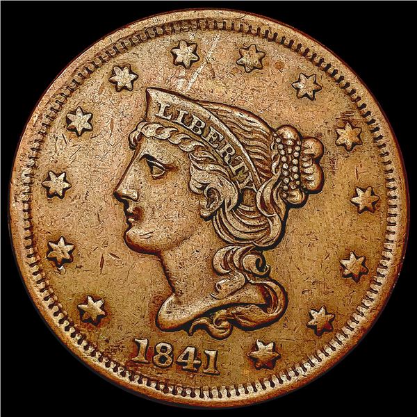1841 Braided Hair Large Cent ABOUT UNCIRCULATED