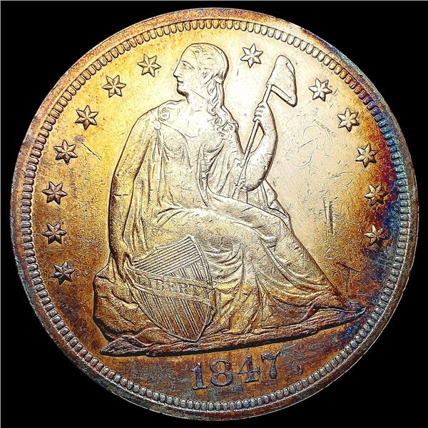 1847 Seated Liberty Dollar NEARLY UNCIRCULATED