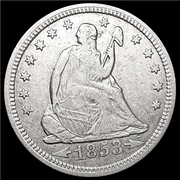 1853-O Arws & Rays Seated Liberty Quarter LIGHTLY