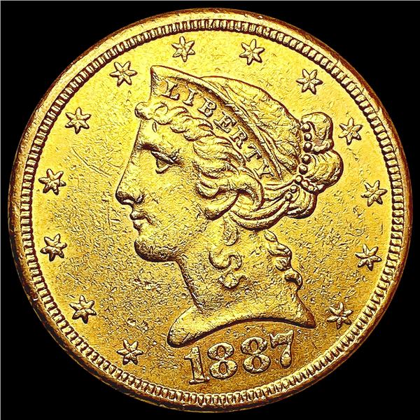 1887-S $5 Gold Half Eagle CHOICE AU