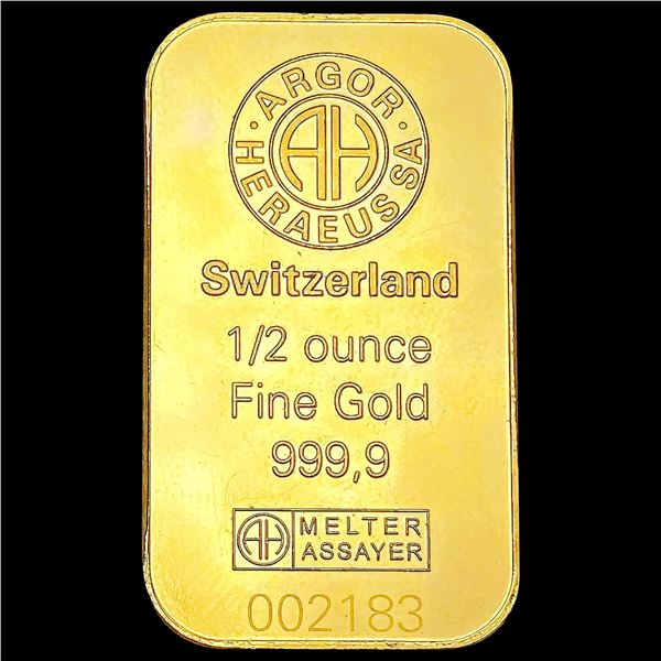 Switzerland 1/2oz Gold Bar  UNCIRCULATED