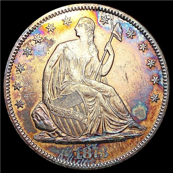 1873 Seated Liberty Half Dollar CLOSELY UNCIRCULAT