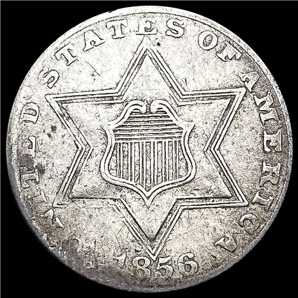 1856 Silver Three Cent NEARLY UNCIRCULATED