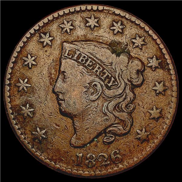 1826 Coronet Head Large Cent LIGHTLY CIRCULATED