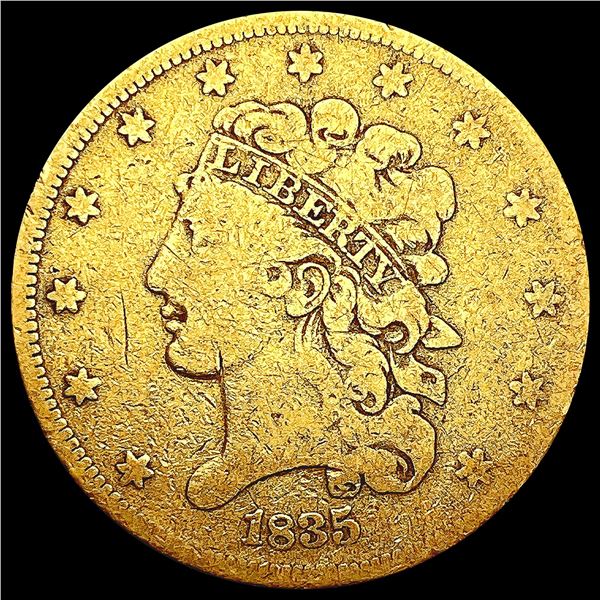 1835 $5 Gold Half Eagle NICELY CIRCULATED