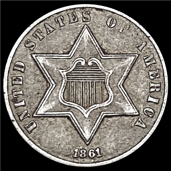 1861 Silver Three Cent CLOSELY UNCIRCULATED