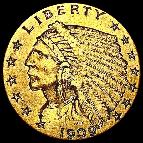 1909 $2.50 Gold Quarter Eagle LIGHTLY CIRCULATED