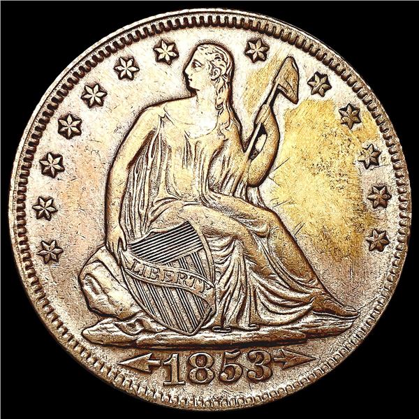 1853 Arws & Rays Seated Liberty Half Dollar CLOSEL