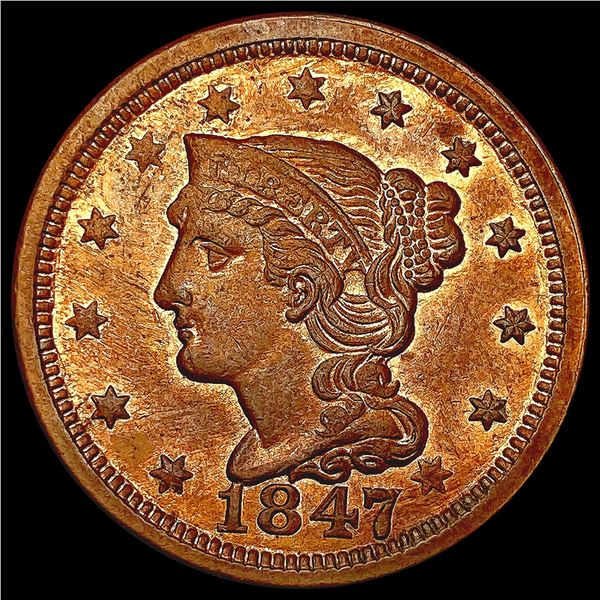 1847 Braided Hair Large Cent LIGHTLY CIRCULATED