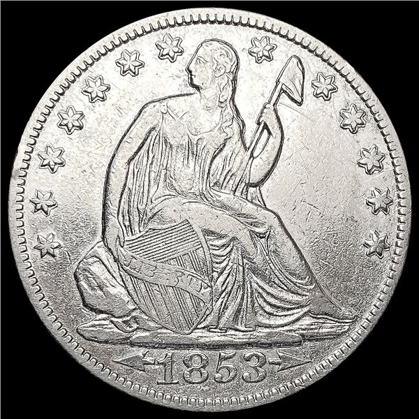 1853-O Arws & Rays Seated Liberty Half Dollar NEAR
