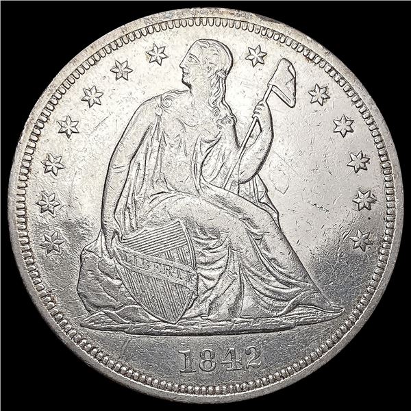1842 Seated Liberty Dollar NEARLY UNCIRCULATED