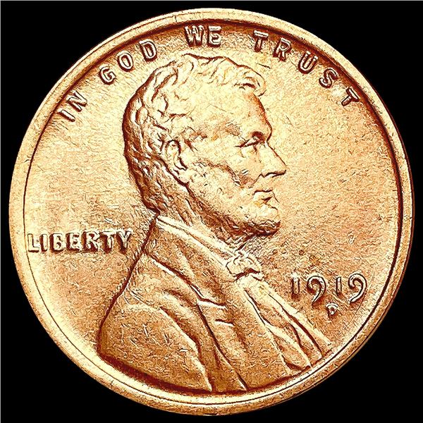 1919-D RED Wheat Cent CHOICE AU