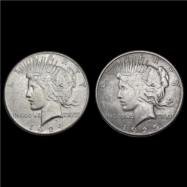 [2] Peace Silver Dollars [1924-S, 1925-S] CLOSELY