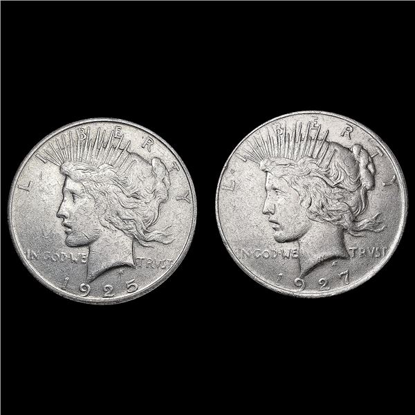 [2] Peace Silver Dollars [1925-S, 1927-D] CLOSELY