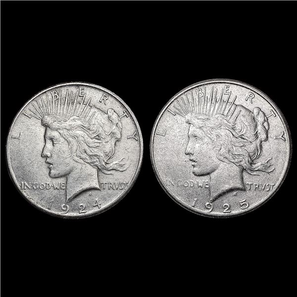 [2] Peace Silver Dollars [1924-S, 1925-S] CLOSELY