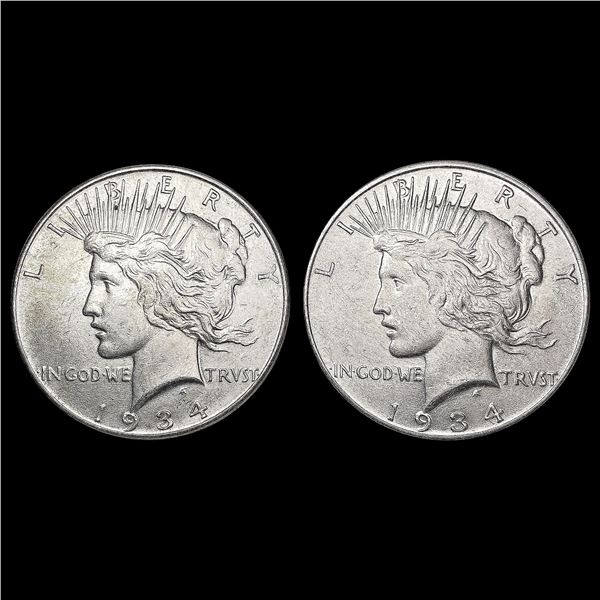 [2] 1934 Peace Silver Dollars CLOSELY UNCIRCULATED