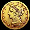 Image 1 : 1844 $5 Gold Half Eagle NICELY CIRCULATED