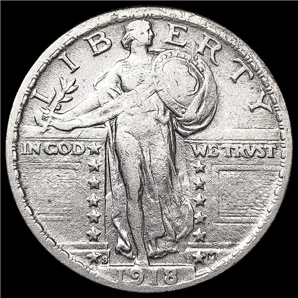 1918-S Standing Liberty Quarter LIGHTLY CIRCULATED