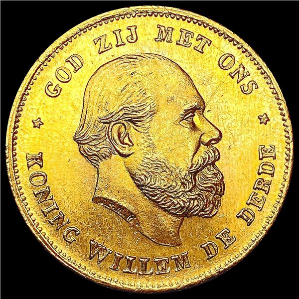 1875 Netherlands .1947oz Gold 10 Gulden CHOICE BU