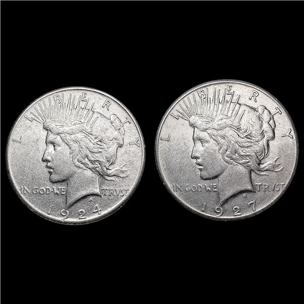 [2] Peace Silver Dollars [1924-S, 1927] CLOSELY UN