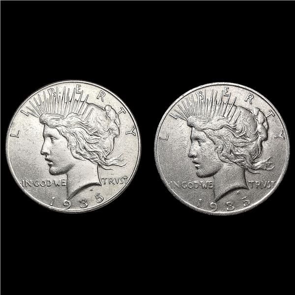 [2] Peace Silver Dollars [1935, 1935-S] CLOSELY UN