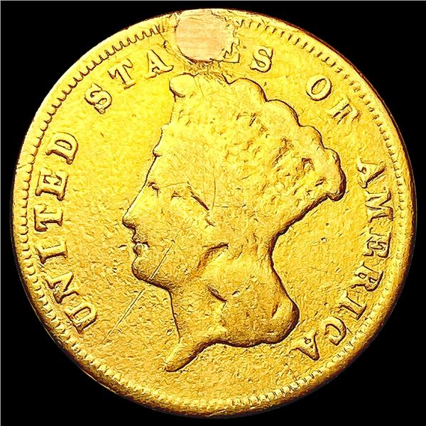 1857-S $3 Gold Piece NICELY CIRCULATED