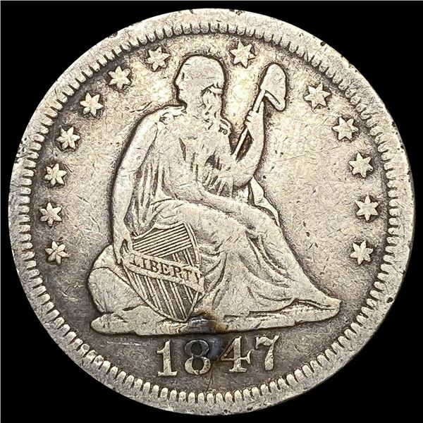 1847-O Seated Liberty Quarter NICELY CIRCULATED