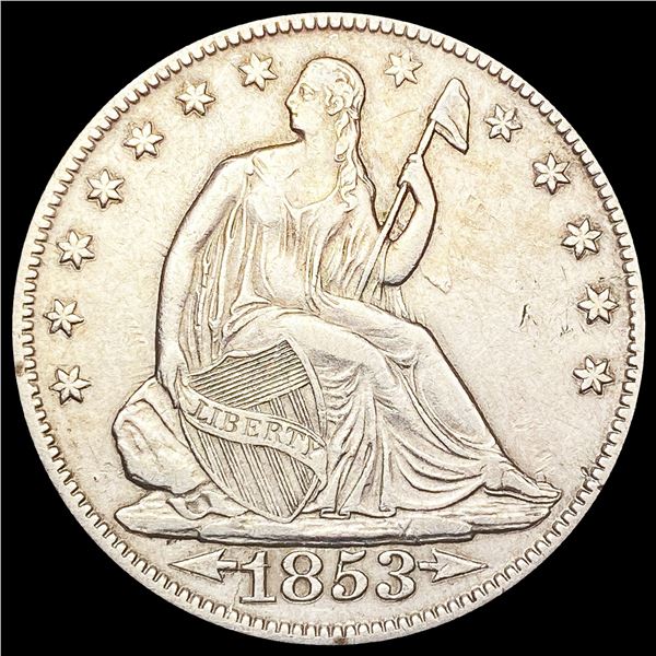 1853-O Arws & Rays Seated Liberty Half Dollar CLOS