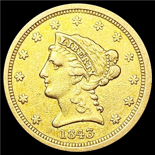 1843-O $2.50 Gold Quarter Eagle NEARLY UNCIRCULATE