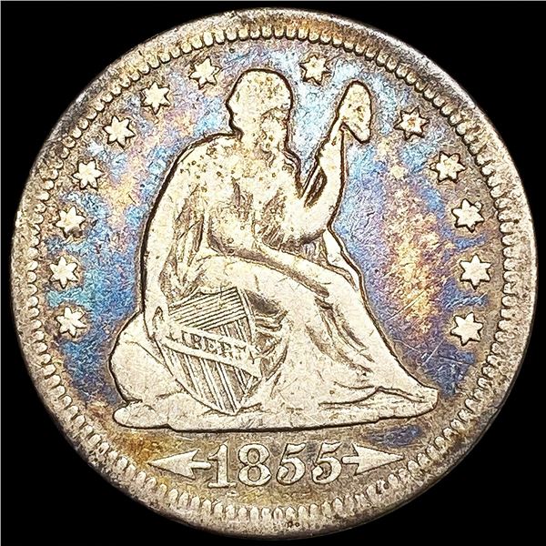 1855-O Arrows Seated Liberty Quarter NICELY CIRCUL