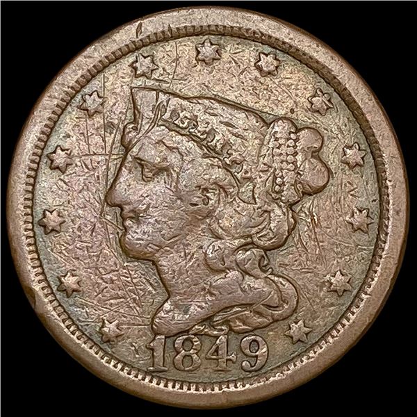 1849 Braided Hair Half Cent LIGHTLY CIRCULATED