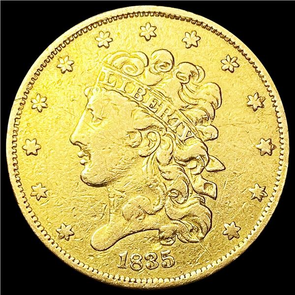 1835 $5 Gold Half Eagle LIGHTLY CIRCULATED