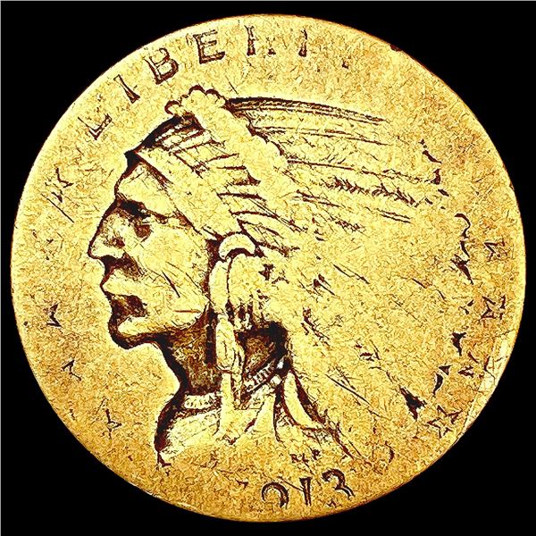 1913 $2.50 Gold Quarter Eagle NICELY CIRCULATED