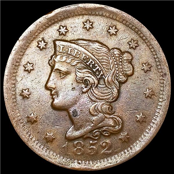 1852 Braided Hair Large Cent NICELY CIRCULATED