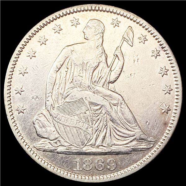 1869 Seated Liberty Half Dollar CLOSELY UNCIRCULAT