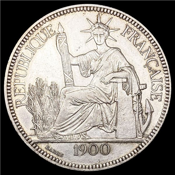 1900A France Indo-China Silver 1 Piastre CLOSELY U
