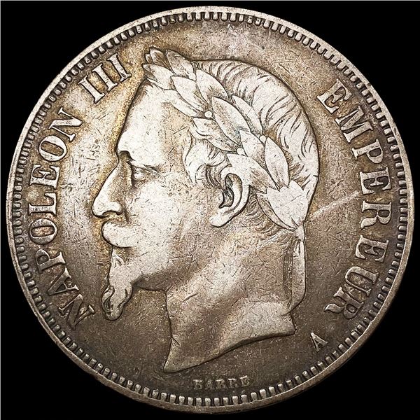 1868 France Silver 5 Francs LIGHTLY CIRCULATED