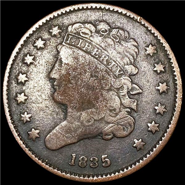 1835 Classic Head Half Cent LIGHTLY CIRCULATED