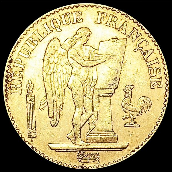 1877-A France .1867oz Gold 20 Francs NEARLY UNCIRC