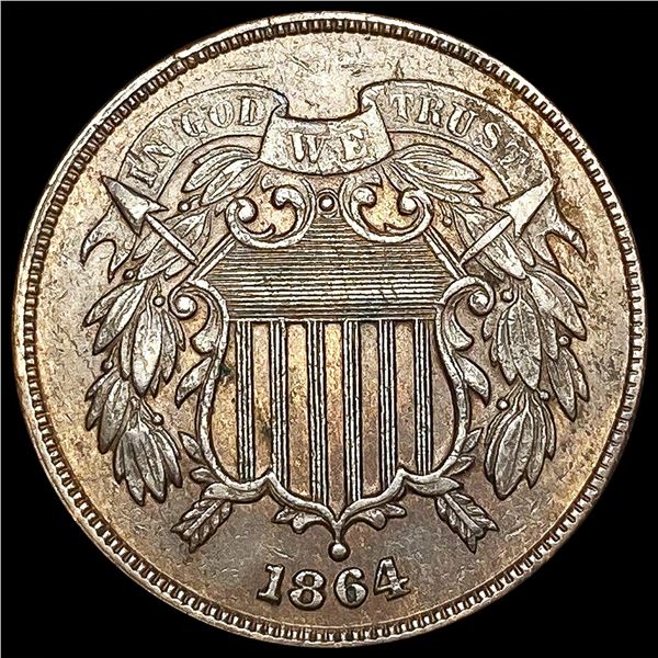 1864 Two Cent Piece CHOICE AU