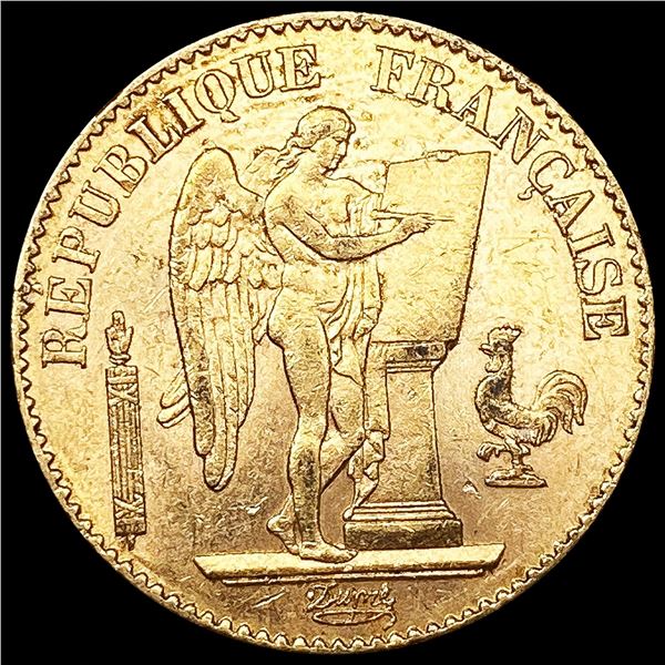 1895-A France .1867oz Gold 20 Francs NEARLY UNCIRC